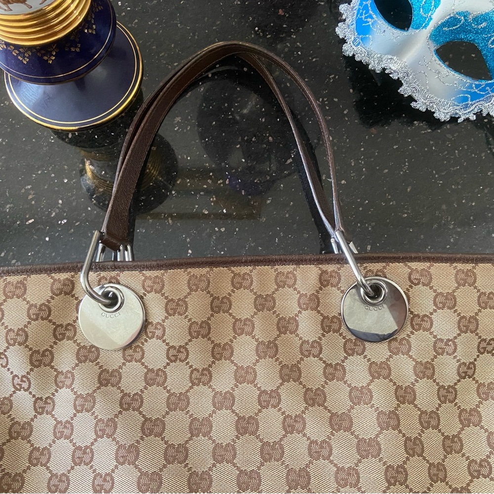Gucci GUC Brown GG Eclipse Canvas Tote - Picture 14 of 14
